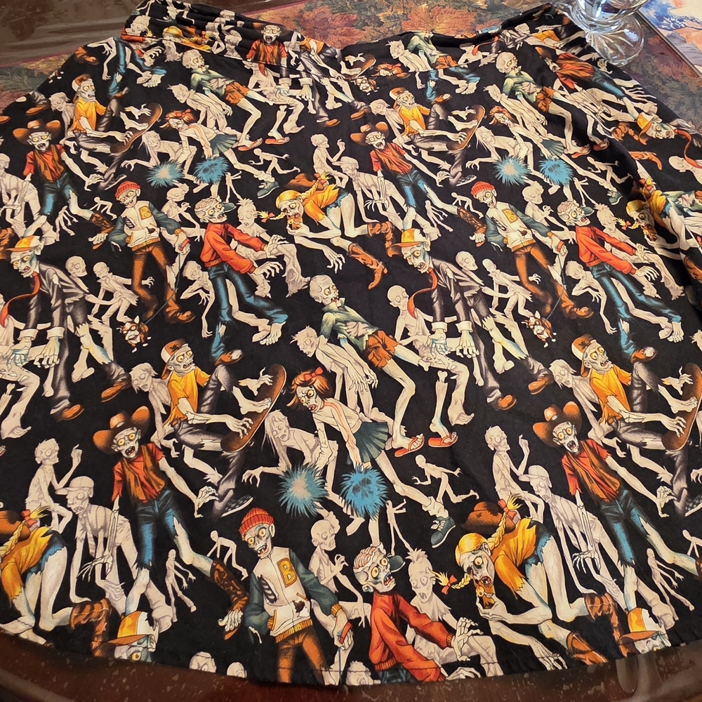 Vibrant Skeleton Print Skater Skirt 2x